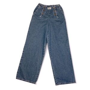 90’s Stevenson Aero Brand Overall Co Wide Leg Sailor Jeans Corset Back Tie